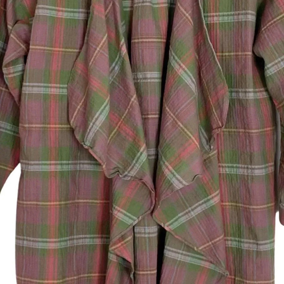 Ellison Plaid Draped Front Half Sleeve Cardigan Blouse Size Small Oversized - Picture 7 of 9